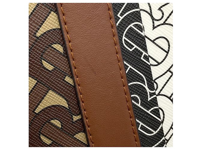 Borsa a mano in pelle Burberry TB Monogram Multicolore Beige - vista 9