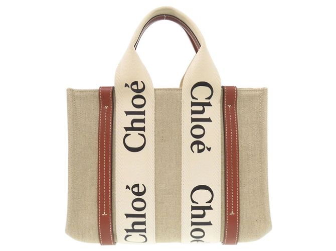 Borsa tote Chloé 2-Way Woody Small Beige - vista 2