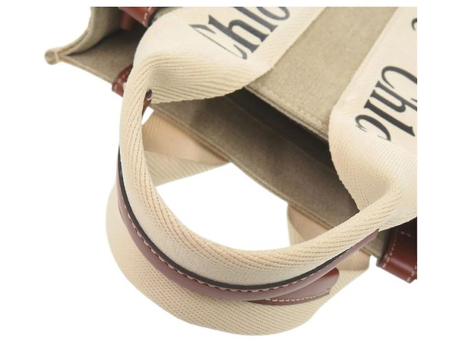 Borsa tote Chloé 2-Way Woody Small Beige - vista 8