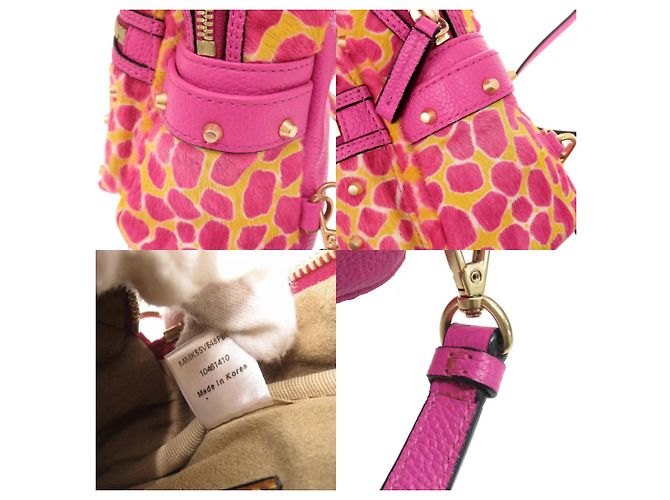 Mochila MCM de piel de becerro con estampado animal print Rosa Amarillo - vista 10