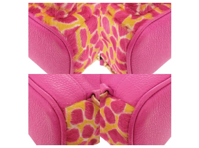 Mochila MCM de piel de becerro con estampado animal print Rosa Amarillo - vista 4