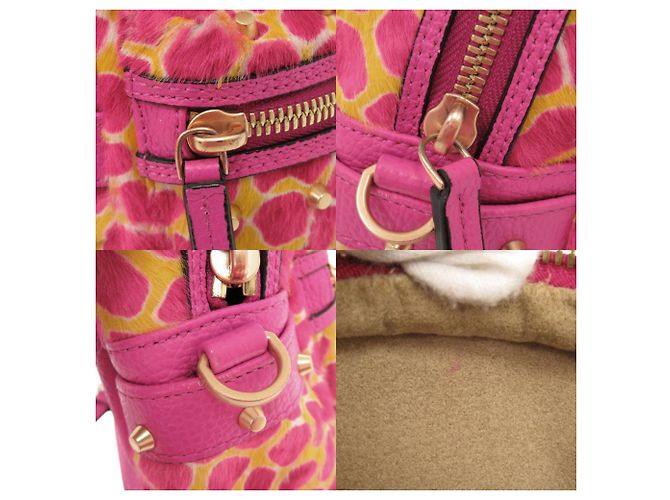 Mochila MCM de piel de becerro con estampado animal print Rosa Amarillo - vista 9