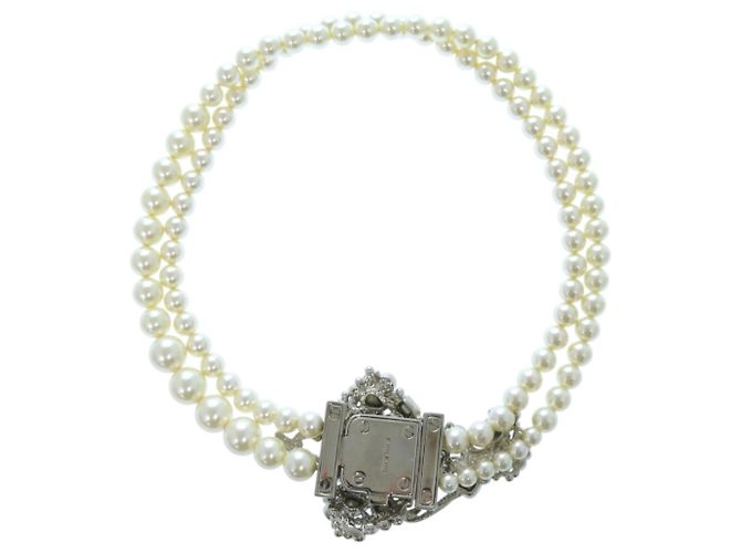 Collana Miu Miu a doppio giro di perle finte Argento Bianco - vista 3