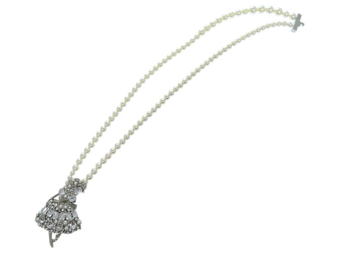 Collana Miu Miu a doppio giro di perle finte Argento Bianco - vista 4