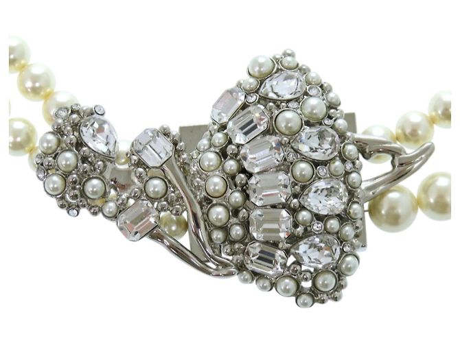 Collana Miu Miu a doppio giro di perle finte Argento Bianco - vista 5