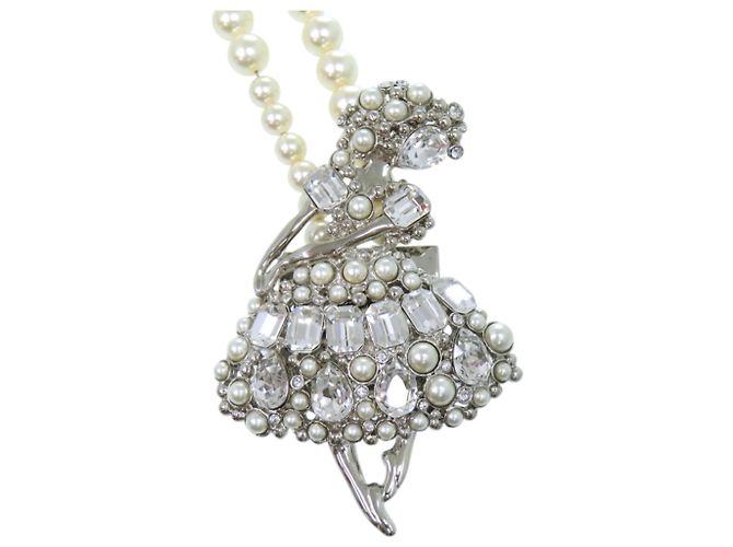 Collana Miu Miu a doppio giro di perle finte Argento Bianco - vista 7