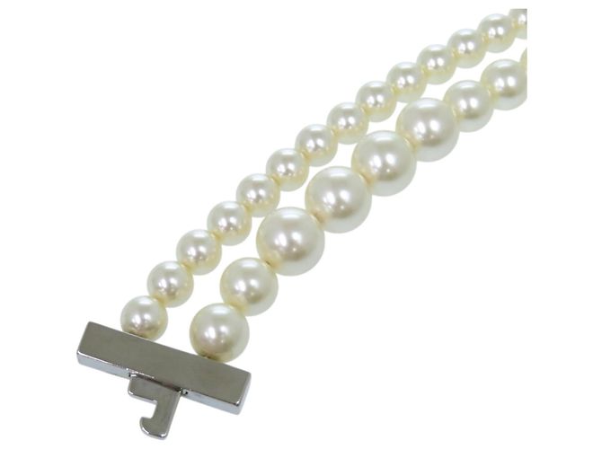 Collana Miu Miu a doppio giro di perle finte Argento Bianco - vista 9