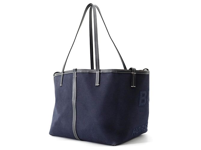 Borsa Tote Burberry Mini Beach Horseferry Canvas Nero - vista 2