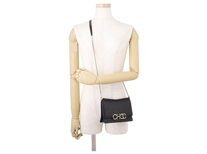 Borsa a tracolla in pelle nera con catena Jimmy Choo - vista 4