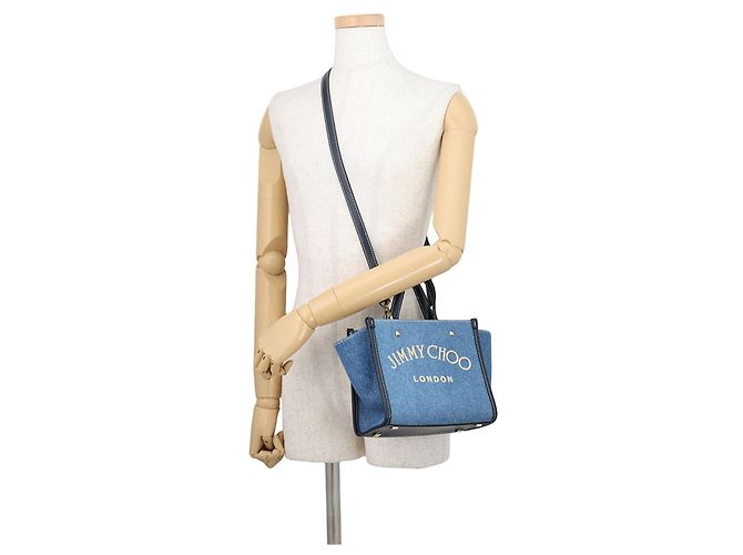 Borsa Tote Jimmy Choo Varenne Bianco Blu Blu navy - vista 5