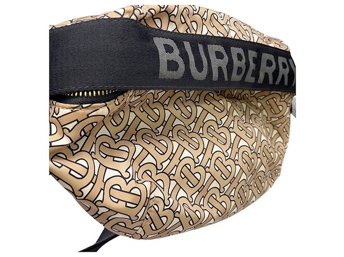 Borsa a mano Burberry TB Monogram in nylon Nero Beige Crudo - vista 7