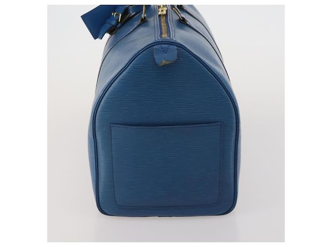 Borsa Louis Vuitton Keepall in pelle Epi 45 Blu - vista 3