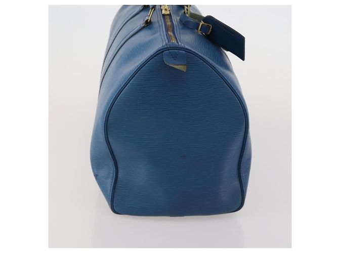 Borsa Louis Vuitton Keepall in pelle Epi 45 Blu - vista 4