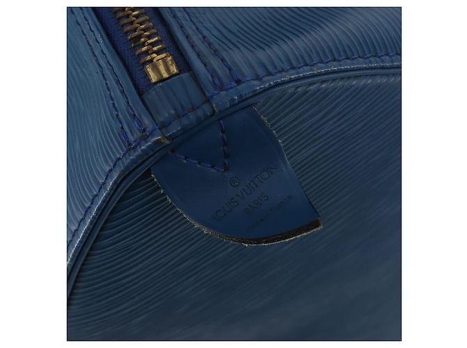 Borsa Louis Vuitton Keepall in pelle Epi 45 Blu - vista 6