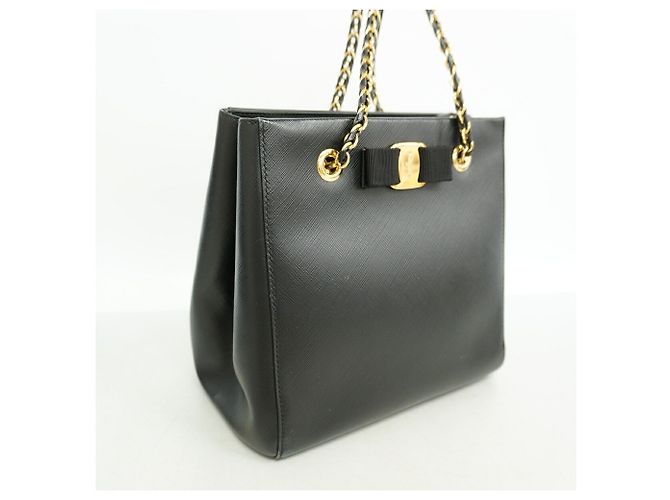 Salvatore Ferragamo Vara Leder-Tote-Bag mit Kette Schwarz - Ansicht 2