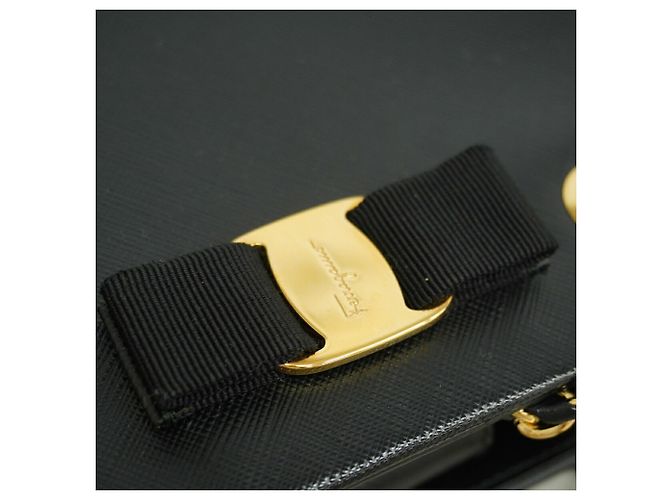 Salvatore Ferragamo Vara Leder-Tote-Bag mit Kette Schwarz - Ansicht 8