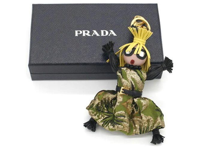 Prada Accessory Bag Charm Keyring Black Green Yellow - view 5