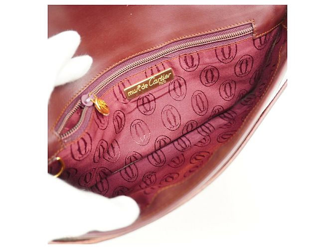 Borsa a pochette Cartier Must in pelle Bordò - vista 4