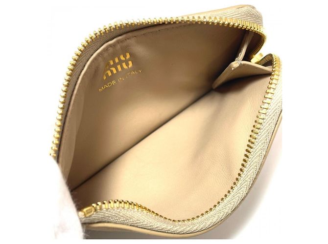 Miu Miu Nappa Leather Envelope Card Case Beige - view 5