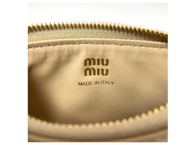 Miu Miu Nappa Leather Envelope Card Case Beige - view 6