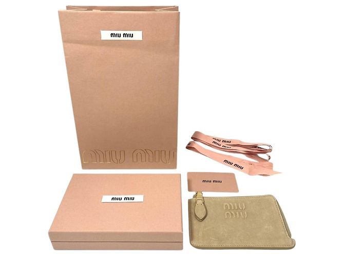 Miu Miu Nappa Leather Envelope Card Case Beige - view 7