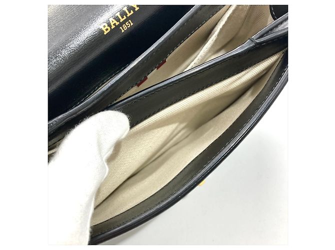 Borsa a tracolla e spalla in pelle Bally Nero - vista 10