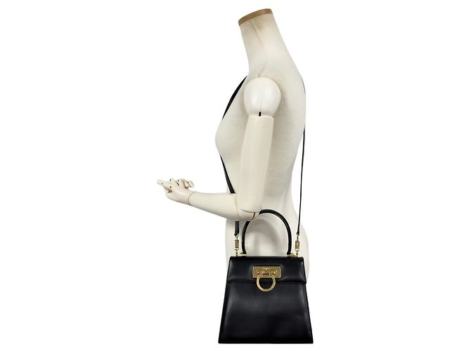 Borsa a mano Salvatore Ferragamo Gancini con manico superiore Nero - vista 12