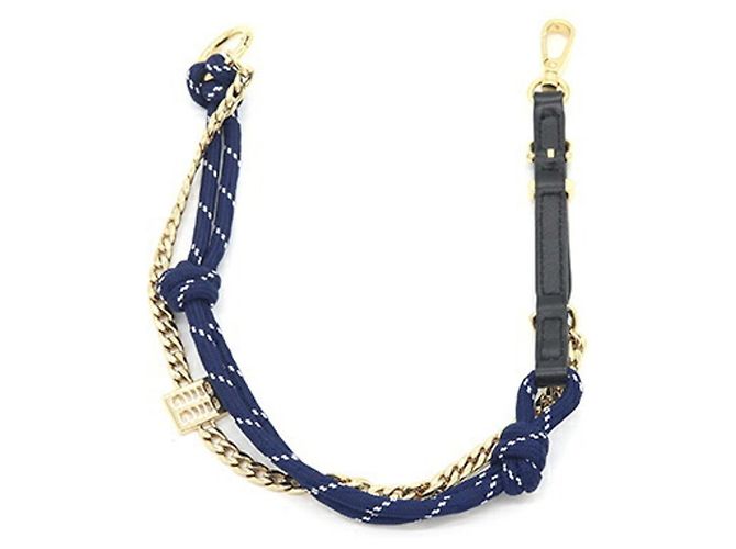 Portachiavi Miu Miu in pelle blu navy e oro D'oro - vista 2