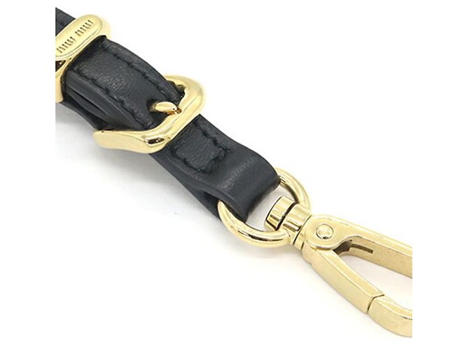 Portachiavi Miu Miu in pelle blu navy e oro D'oro - vista 3