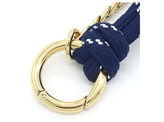 Portachiavi Miu Miu in pelle blu navy e oro D'oro - vista 4