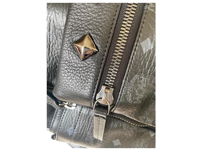 Zaino MCM Dual Stark Monogram Studded Nero - vista 6