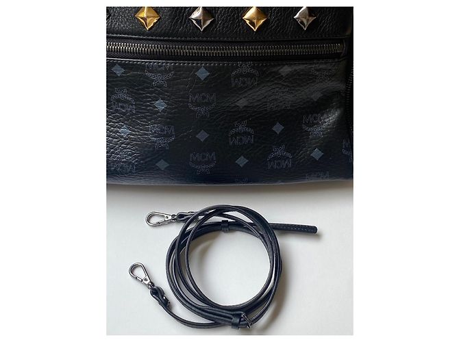 Zaino MCM Dual Stark Monogram Studded Nero - vista 7