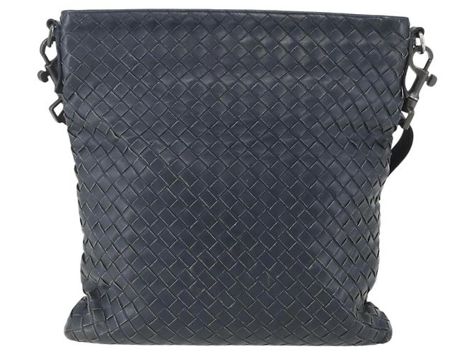 Bottega Veneta Flat Messenger Intrecciato Nappa Medium Marineblau - Ansicht 2