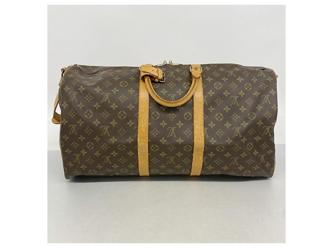 Louis Vuitton Boston Monogram Keepall Bandoulière 55 Castaño - vista 12
