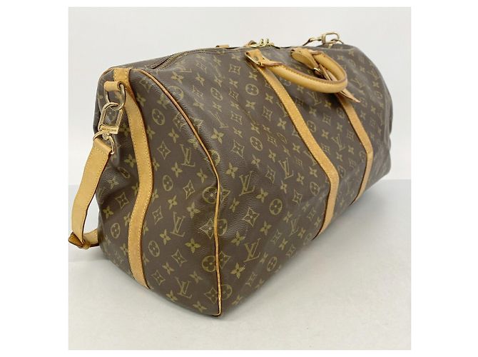 Louis Vuitton Boston Monogram Keepall Bandoulière 55 Castaño - vista 2