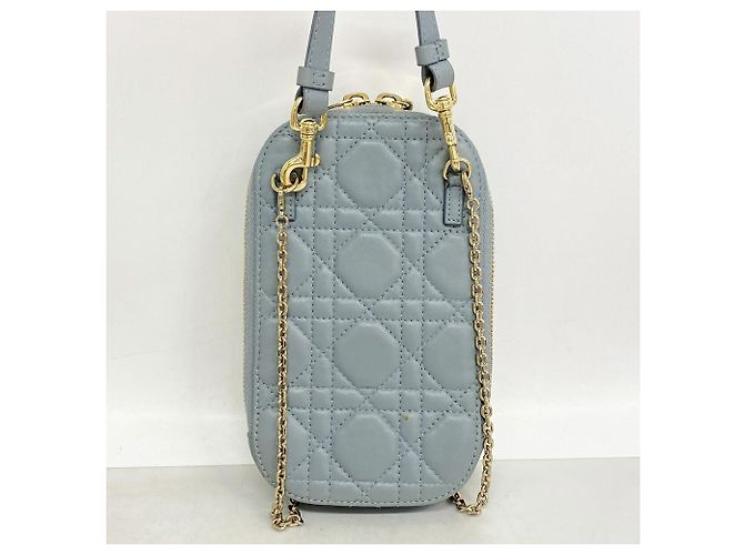 Borsa a tracolla Christian Dior Cannage Blu - vista 12