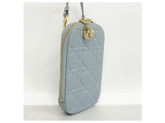 Borsa a tracolla Christian Dior Cannage Blu - vista 2