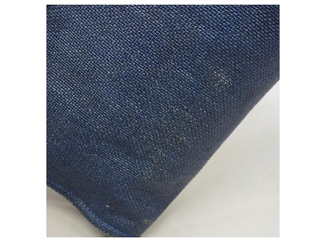 Chanel Deauville Stroh-Shopper mit Kette Marineblau - Ansicht 10