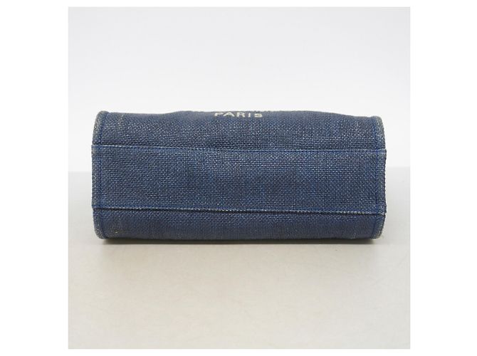 Chanel Deauville Stroh-Shopper mit Kette Marineblau - Ansicht 11
