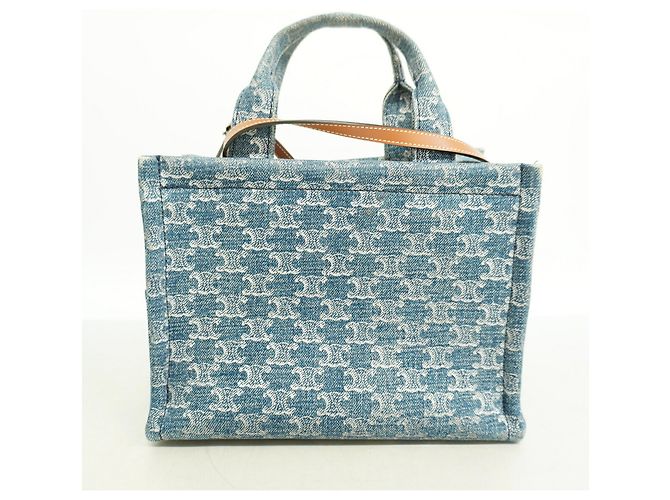 Céline Borsa Tote Celine Triomphe in Denim Blue - vista 10