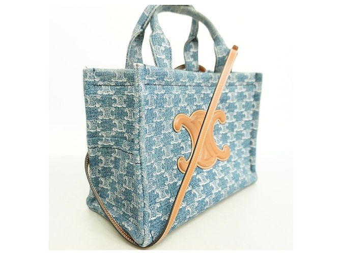 Céline Borsa Tote Celine Triomphe in Denim Blue - vista 2