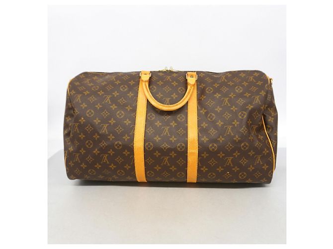 Louis Vuitton Boston Monogram Keepall Bandoulière 55 Castaño - vista 13