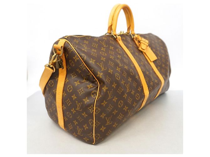 Louis Vuitton Boston Monogram Keepall Bandoulière 55 Castaño - vista 2