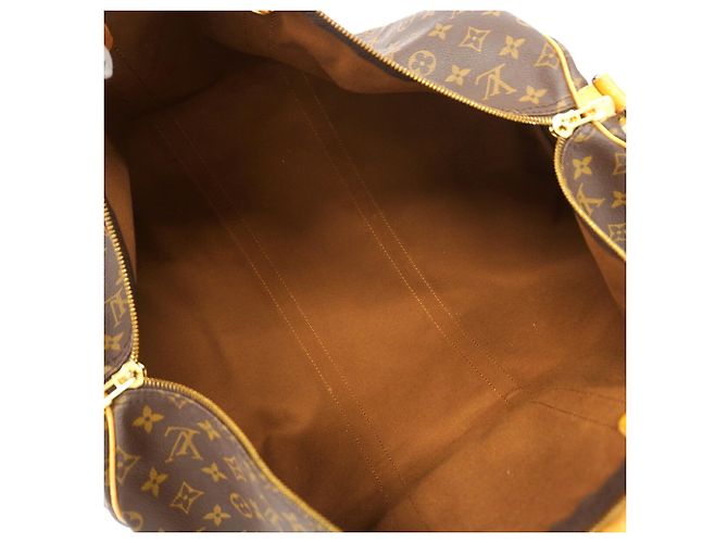 Louis Vuitton Boston Monogram Keepall Bandoulière 55 Castaño - vista 4