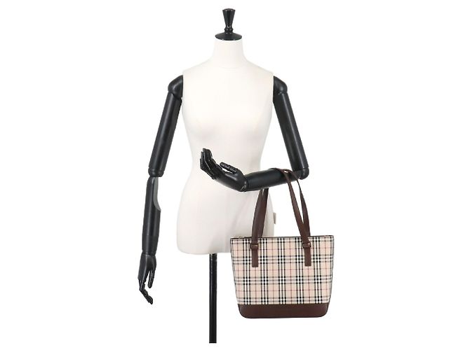 Sac à main cabas Burberry Nova Check Marron Beige - vue 10
