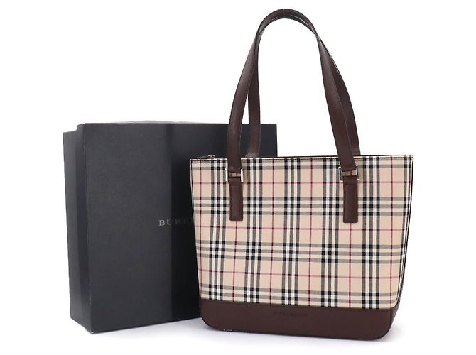Sac à main cabas Burberry Nova Check Marron Beige - vue 3
