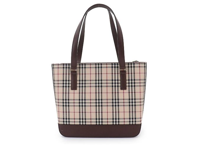 Sac à main cabas Burberry Nova Check Marron Beige - vue 4