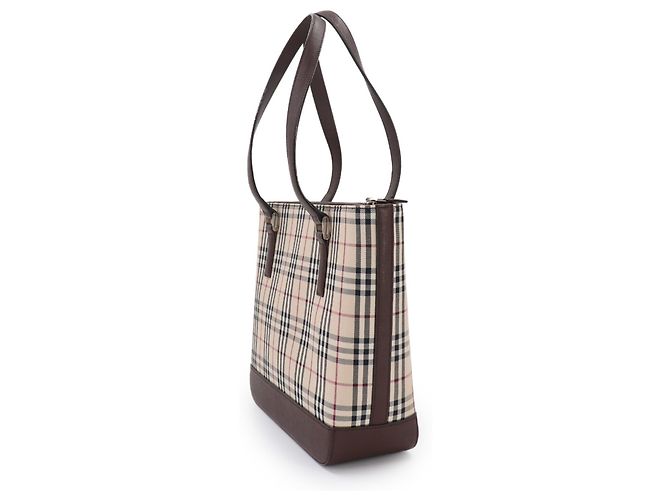 Sac à main cabas Burberry Nova Check Marron Beige - vue 5