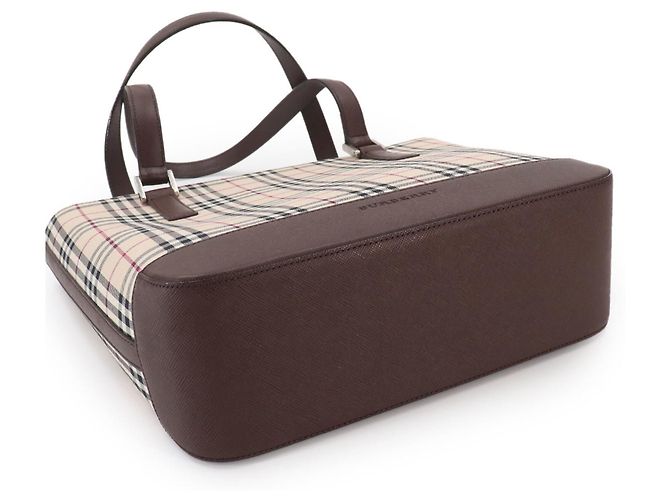 Sac à main cabas Burberry Nova Check Marron Beige - vue 6