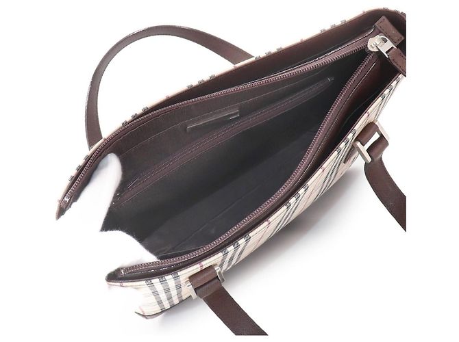 Sac à main cabas Burberry Nova Check Marron Beige - vue 8